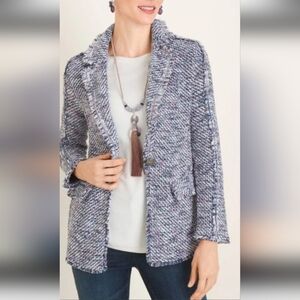 Chico's Textured Blazer in Blue, Pink and White Size 3P